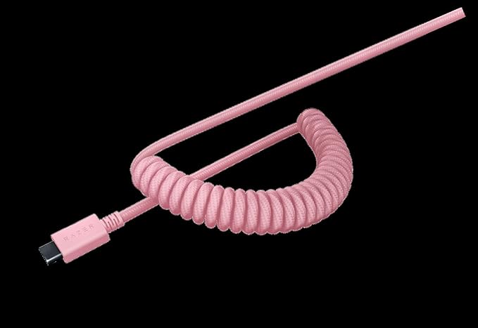 Razer PBT Keycap + Coiled Cable Upgrade Set: Durable Doubleshot PBT - Universal Compatibility - Keycap Removal Tool & Stabilizers - Tactically Coiled & Designed - Braided Fiber Cable - Quartz Pink