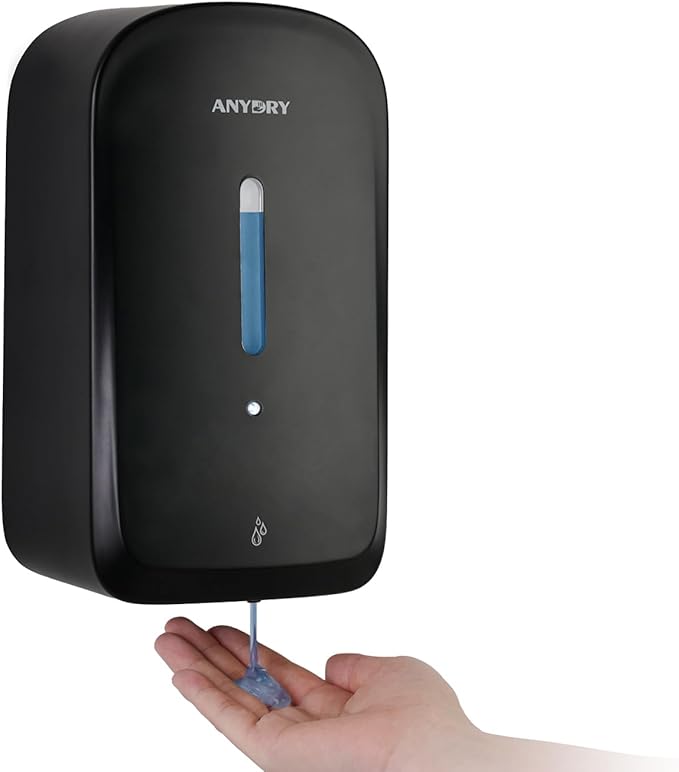 Commercial Automatic Soap Dispenser Large 34oz/1000ml Capacity Wall-Mounted Touchless Liquid Dispenser for High-Traffic Restrooms, Offices, Hospitals Model AD1220S Black