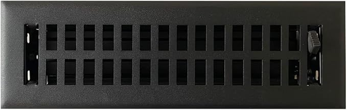 Empire Register Co, Vent Cover - 2x10 inch, Pack of 4, Modern Contemporary Design, Textured Black Finish, Heavy Duty Floor Vent Covers, Metal Damper Attached Home Floor only