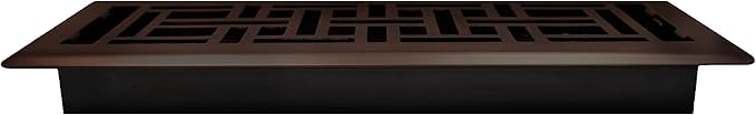 Decor Grates Metal Oriental Decorative Air Vent Cover 4x12 Floor Register – Adjustable Control Lever – AC Floor Vent Covers for Home Floor Vents – Fits 4 x 12 Inch Opening – Rubbed Bronze (AJH412-RB)