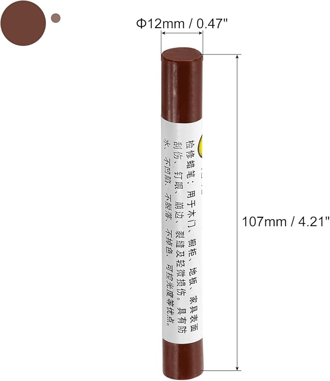 uxcell Furniture Repair Crayons, 3Pcs - Wood Wax Filler Stick, Furniture Markers Touch Up - for Scratches Holes Tables Desks Wooden Floors Cover Ups, Brown