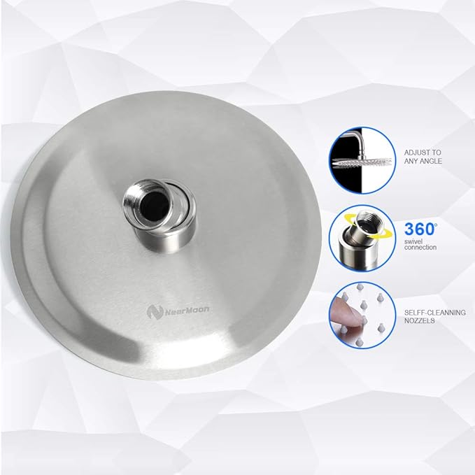 NearMoon Rain Shower Head, Ultra-Thin Design-Pressure Boosting, Awesome Some Experience, High Flow Stainless Steel Rainfall Head (6 Inch,Brushed Nickel)