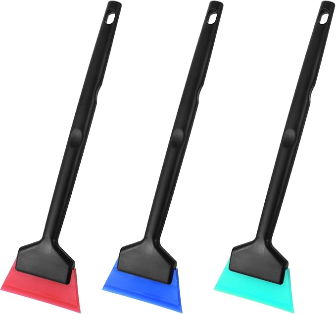 3Pcs Window Tint Squeegee, Rubber Mini Squeegee with Anti Slip Handle, All Purpose Vinyl Wrap Tool Kit for Car Corner Window Windshield Glass Mirror