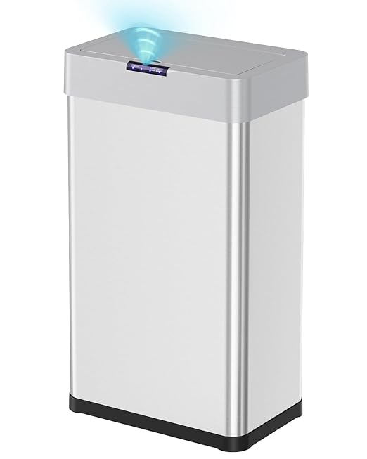 TLSUNNY 18.5 Gallon Motion Sensor Trash Can,Touchless Automatic Garbage Can,Brushed Stainless Steel Smart Bin,with Bag Holder,Soft Close Lid,for Kitchen,Office,RV,Bedroom,Living Room (Silver, 70L)