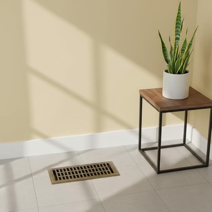 Empire Register Co, Vent Cover - 4x12 inch, Modern Contemporary Design, Antique Brass Finish, Heavy Duty Floor Vent Covers, Metal Damper Attached. Vent Covers for Home Floor only.