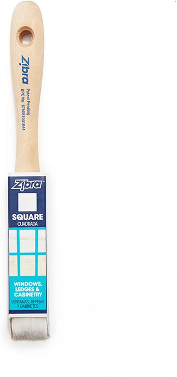 Zibra Square Paint Brush for Painting Murals, Details, Narrow Trim and Windows, 1-inch, Artist Brush