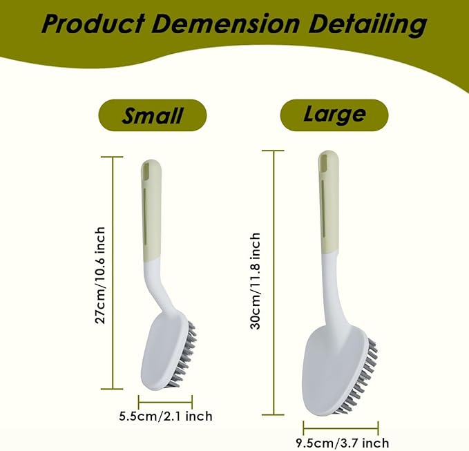 3 Pack Scrub Brush with Long Handle, Stiff Bristles Grout Cleaner Brush, Shower Brushes for Cleaning Bathtub, Bathroom, Shower, Tile, Carpet, Kitchen, Sink (Green)