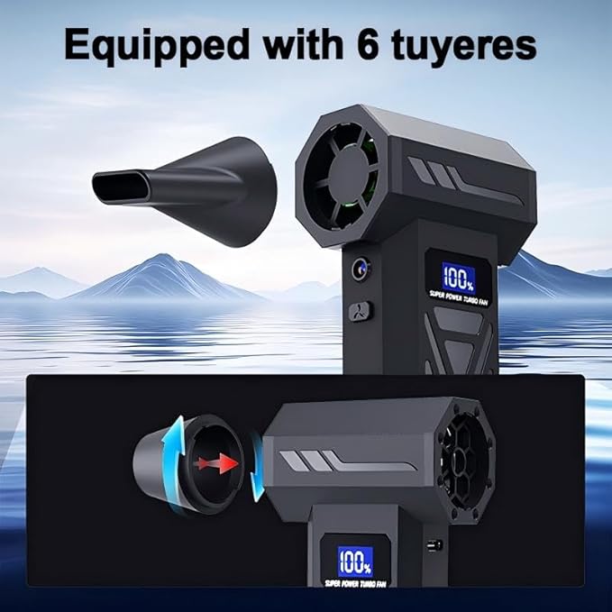 2-in-1 Air Duster and Vacuum Cleaner, 110000RPM Electric Blower with Screen Display and LED Lights, 4-Gear Adjustable Power,Dust Blower for Computer, Keyboard, House, Outdoor and Car