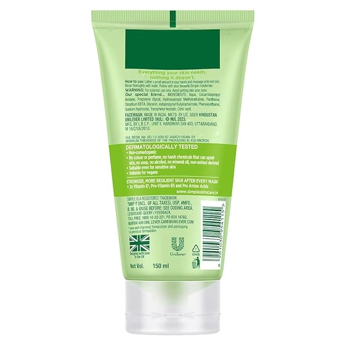 Simple Kind to Skin Refreshing Facial Wash Gel,150 ml (5 Ounce) (Pack of 2)