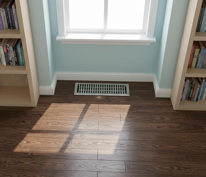 Empire Register Co, Vent Cover - 4x14 inch, Modern Contemporary Design, Brushed Nickel Finish, Heavy Duty Floor Vent Covers, Metal Damper Attached Vent Covers for Home Floor only