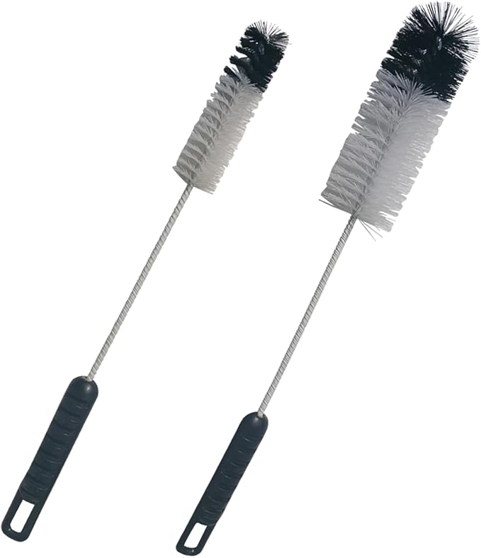 Coralpearl Bottle Brushes Thin Long Handle X 2, Utility Skinny Wire Cleaner Set Big Small, Bendable Flexible for Cleaning Narrow Neck Water, Beer, Wine, Baby Bottles, Pipes, Tubes, Hoses, and Flasks