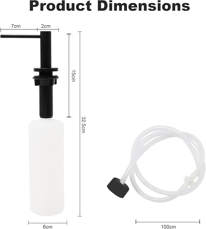 Soap Dispenser for Kitchean Sink, Built in Black Soap Dispenser Stainless Steel Soap Pump with 40" Extension Tube and 500ml Bottle