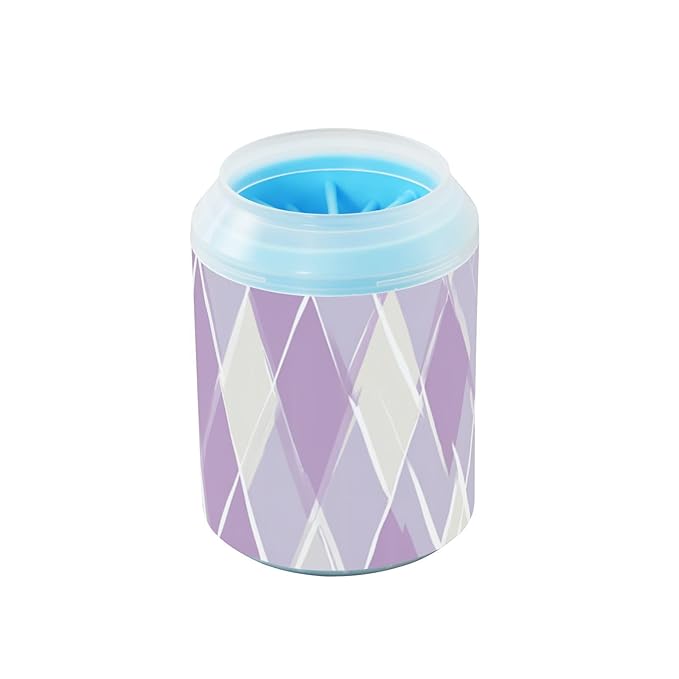 Dog Paw Cleaner Cups for Dogs Pet Foot Washer Paw Scrubber for Small Medium Large Dogs Cats Cleaning Cup Purple and White Checkerboard Pattern01