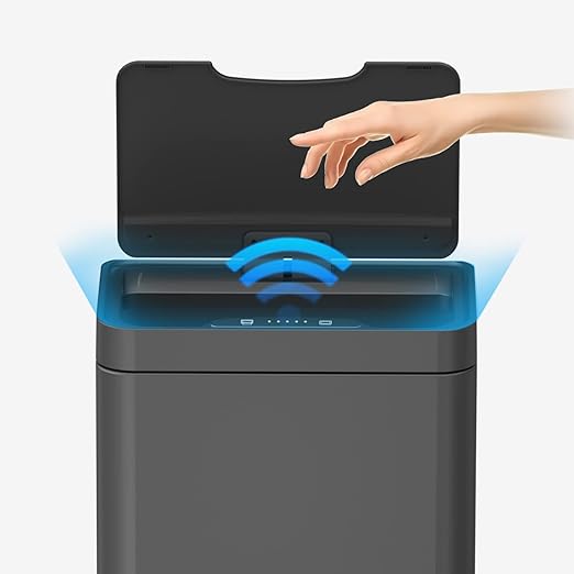Mbillion Automatic Touchless 15 Gallon Motion Sensor Trash Can Stainless Steel Smart Trash Cans with Lid Rectangular Garbage Can for Kitchen Bedroom Home Offic Brushed Grey