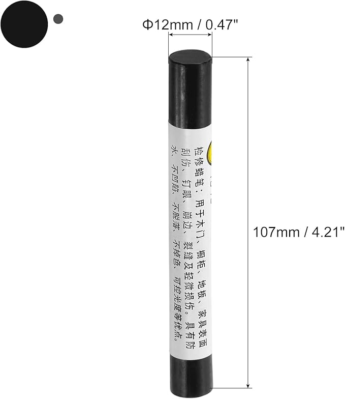 uxcell Furniture Repair Crayons, 3Pcs - Wood Wax Filler Stick, Furniture Markers Touch Up - for Scratches Holes Tables Desks Wooden Floors Cover Ups, Black