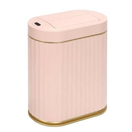 Bathroom Trash Can with Lid Butterfly 2 Gallon Sensor Trash can, Dorm Decor Waterproof Garbage Can, Automatic Slim Trash Bin, Under-Counter Wastebasket for Kitchen, Bedroom, Living Room, Pink
