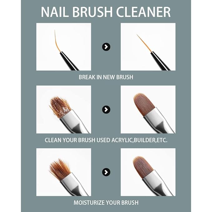 AIJIMEI Nail Brush Cleaner Gel Set Fast Cleaning Nail Brush Cleaner Easy To Use For Salons And Home Use Acrylic Nail Brush Cleaner Nail Art Brushes Cleaner, Paint Nail Brush Cleaner 1.96FL OZ