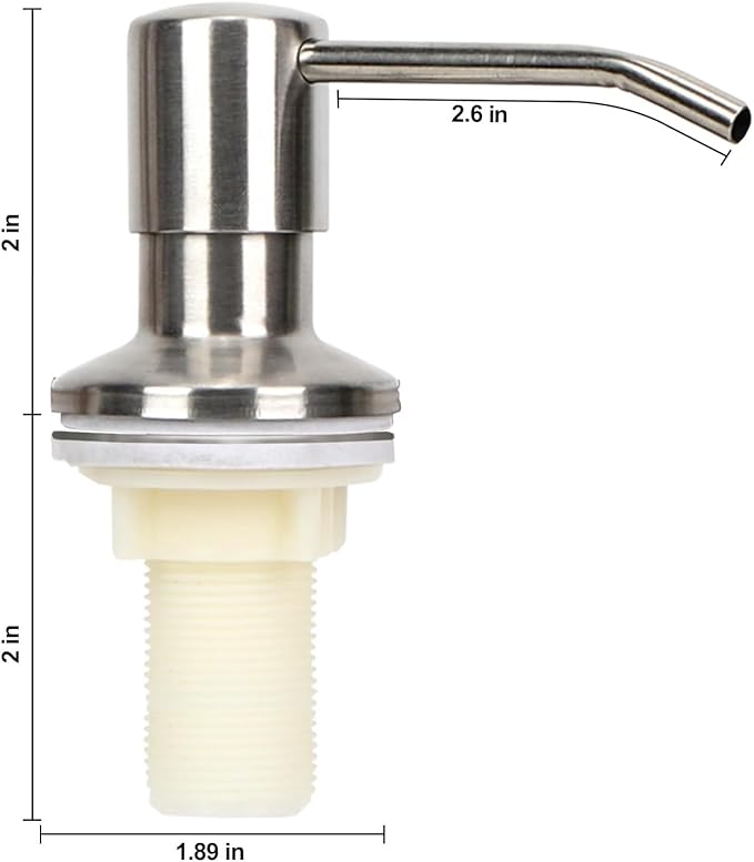 Soap Dispenser for Kitchen Sink (Chrome),Built in Design Sink Soap Dispenser, Refill from The Top, Stainless Steel Kitchen Soap Pump with 48.8 InchTube Kit