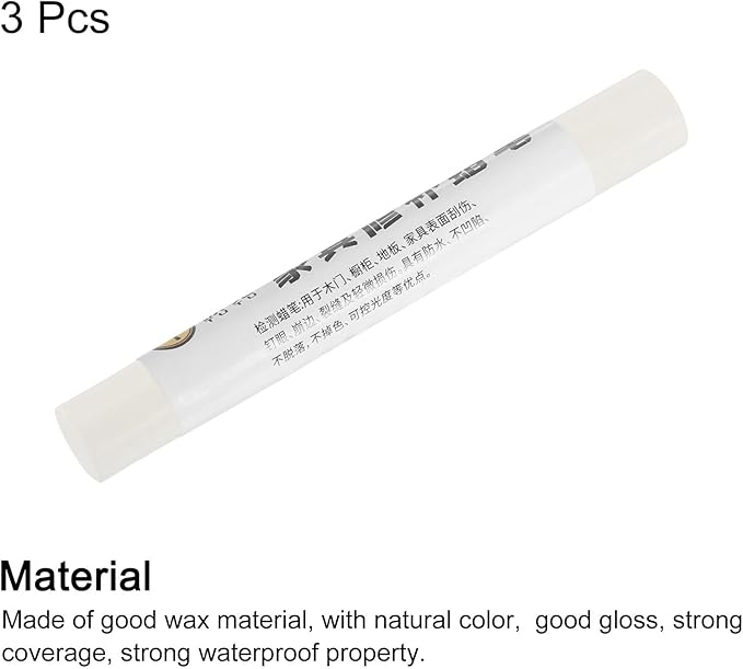 uxcell Furniture Repair Crayons, 3Pcs - Wood Wax Filler Stick, Furniture Markers Touch Up - for Scratches Holes Tables Desks Wooden Floors Cover Ups, Cream White