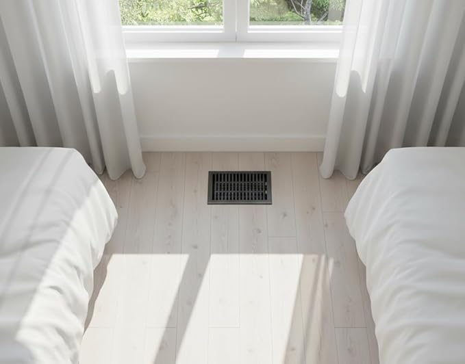 Empire Register Co, Vent Cover - 6x10 inch, Modern Contemporary Design, Textured Black Finish, Heavy Duty Floor Vent Covers, Metal Damper Attached Vent Covers for Home Floor only