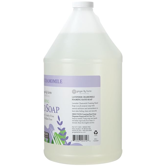 Ginger Lily Farms Botanicals All-Purpose Foaming Hand Soap Refill, 100% Vegan & Cruelty-Free, Lavender Chamomile Scent, 1 Gallon (Pack of 4)