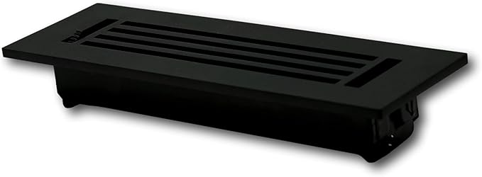 Madelyn Carter 2 x 10 Cast Aluminum Linear Bar Vent Cover with Damper - Black (Overall: 3.75 x 11.5) | Floor Register - Wall Register