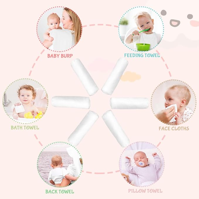 Orighty Burp Cloths for Baby 8 Pack - Super Soft & Absorbent Coral Fleece Baby Burp Cloth, 20x10 Inch Gentle Large Burping Rugs for Babies Sensitive Skin, Burping Cloths for Newborn Essential, White