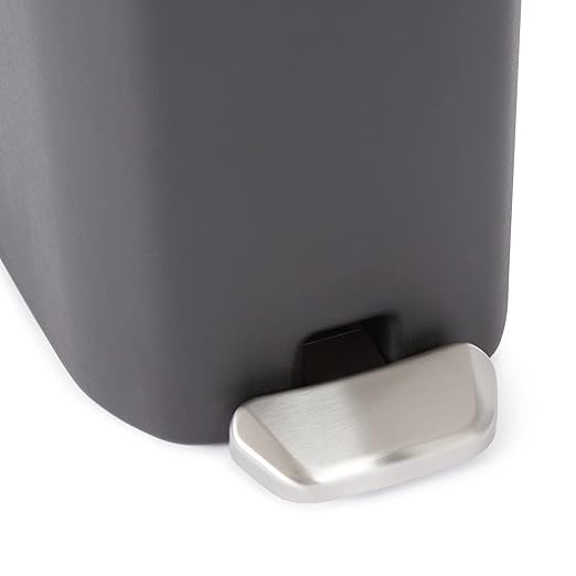 Amazon Basics Compact Plastic Bathroom Trash Can with Hands Free Foot Pedal, Quiet Close Step-On, 6 Liters, Black, Lid Included (Pack of 6)