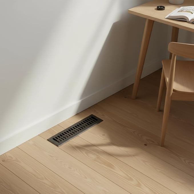 Empire Register Co, Decorative Air Vent Covers - 2x14 inch, Modern Contemporary Design, Oil Rubbed Bronze Finish, Heavy Duty Walkable Floor Register, Metal Damper Attached