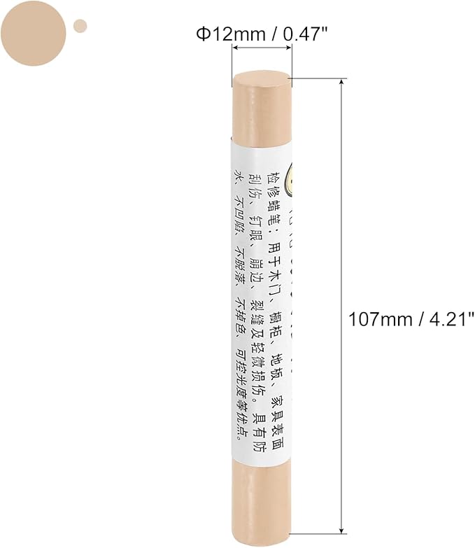 uxcell Furniture Repair Crayons, 3Pcs - Wood Wax Filler Stick, Furniture Markers Touch Up - for Scratches Holes Tables Desks Wooden Floors Cover Ups, Yellow Cloth Pattern