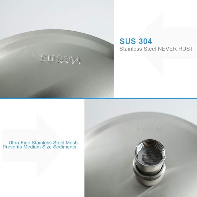 NearMoon Rain Shower Head, Ultra-Thin Design-Pressure Boosting, Awesome Some Experience, High Flow Stainless Steel Rainfall Head (8 Inch,Brushed Nickel)