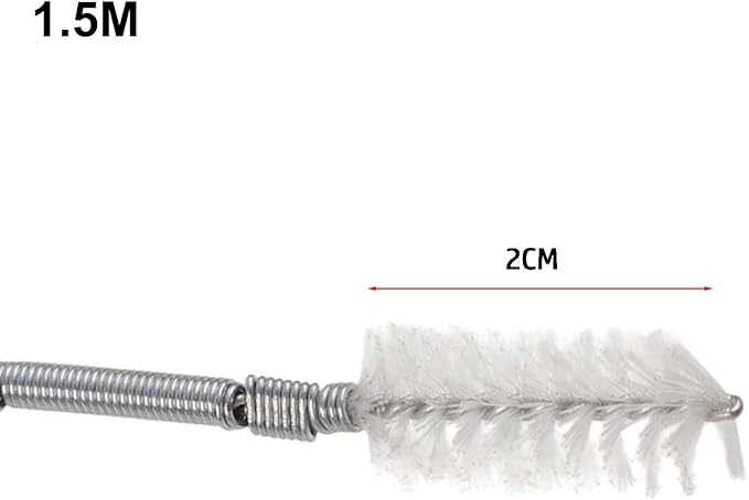 Flexible Drain Cleaning Brush 150CM Stainless Steel Wire with Nylon Bristles Long Pipe Cleaner for Car Sunroof Refrigerator Drain Hose Blockage Remover for Curved Tubing Under 90 Degrees