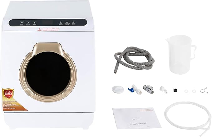 Dishwasher, 900W Portable Countertop Dishwasher 8 Sets Tableware Upper & Lower Double Spraying 360° Deep Cleaning Air-Dry Function For Small Homes, Apartments, Boats, Campers, Rvs (White)