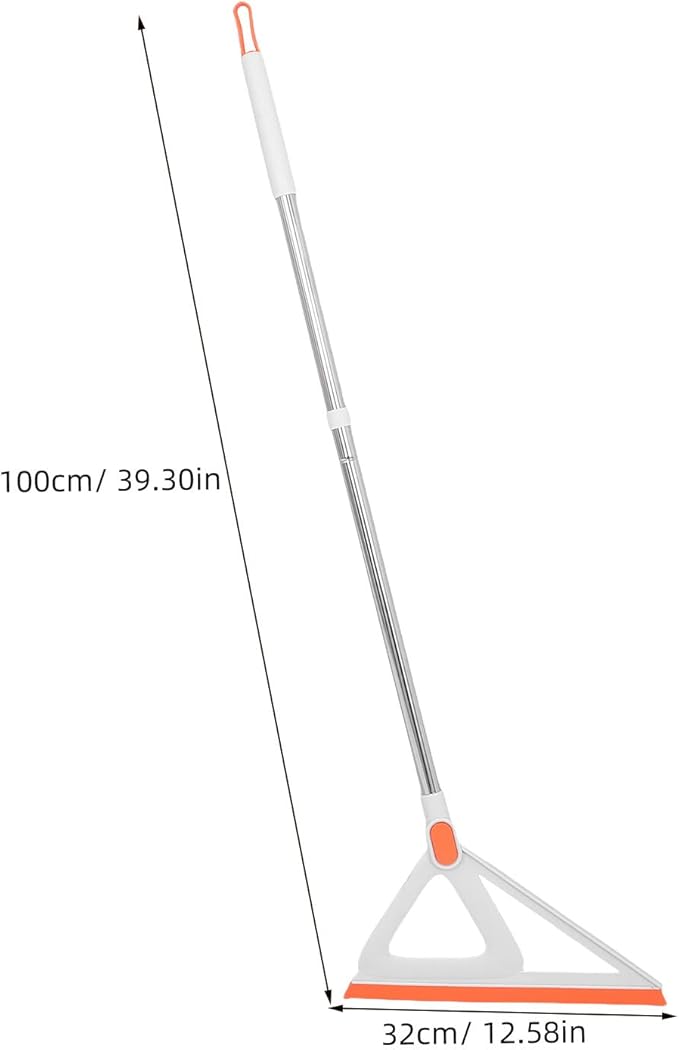 jojofuny Silicone Floor Squeegee Broom with Rubber Blade, Multi-Function Floor Cleaner Tool for Concrete and Tile, White and Orange, Household Water Removal Scraper for Bathroom and Garage