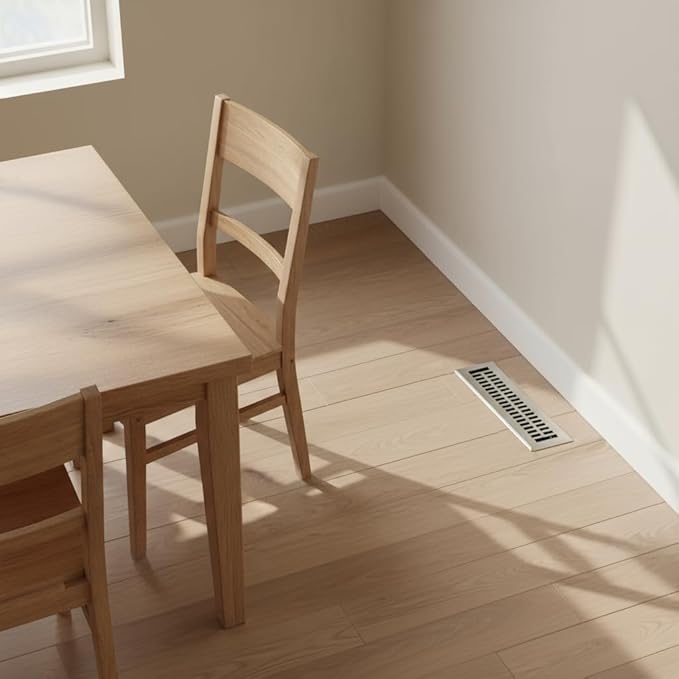 Empire Register Co, Vent Cover - 2x12 inch, Modern Contemporary Design, Brushed Nickel Finish, Heavy Duty Floor Vent Covers, Metal Damper Attached Vent Covers for Home Floor only