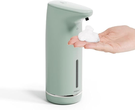 mooas Automatic Foaming Soap Dispenser Milky Touchless Foaming Hand Soap Dispenser, USB Rechargeable Electric Sensor Auto Foam Soap Dipsenser for Bathroom Kitchen Dish Wash Commercial 10.8oz (Mint)