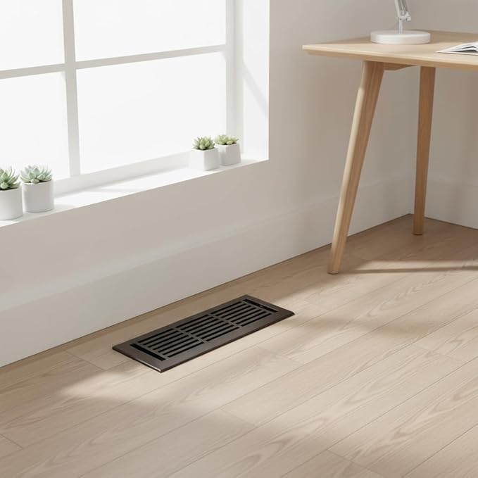 EMPIRE REGISTER CO Linear Design, Heavy Duty Floor Vent Covers, Metal Damper Attached. Vent Covers for Floor only. (Floor, Oil Rubbed Bronze, 4 x 12 inch (Pack of 1))