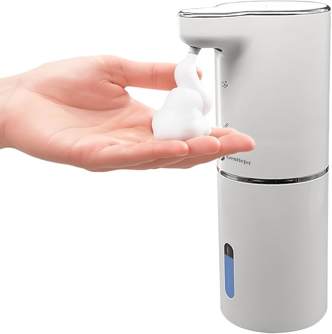 JetFoam Automatic Foam Soap Dispenser - Touchless Electric Soap Dispenser, USB-C Rechargeable, Adjustable Foam Levels, 10 oz Countertop Hands-Free Soap Pump for Bathroom & Kitchen