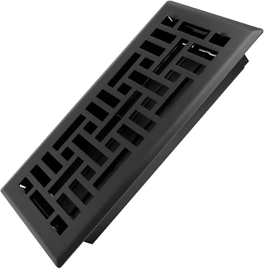 4x10 Inches Heavy Duty Walkable Floor Register Easy Adjust Air Supply Lever Floor Vents - Seattle Design - Vent Cover for Home Floor - Matte Black