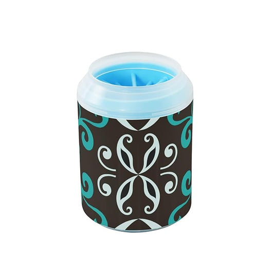 Dog Paw Cleaner Cups for Dogs Pet Foot Washer Paw Scrubber for Medium Small Dogs Cats Cleaning Cup Floral Ethnic Retro