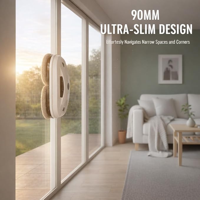Window Cleaner Robot, 2800Pa Suction Automatic Window Cleaning Robot with 10pcs Cloths, Edge Detection & Anti-Drop Protection, Remote Control & 3 Cleaning Modes, Glass Vacuum Cleaner for Home