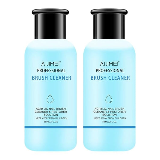 AIJIMEI Acrylic Nail Brush Cleaner Acrylic Brush Cleaners Liquid Acrylic Paint Brush Cleaner Nails Artist Acrylic 2PCS 58ml/2 FL.OZ