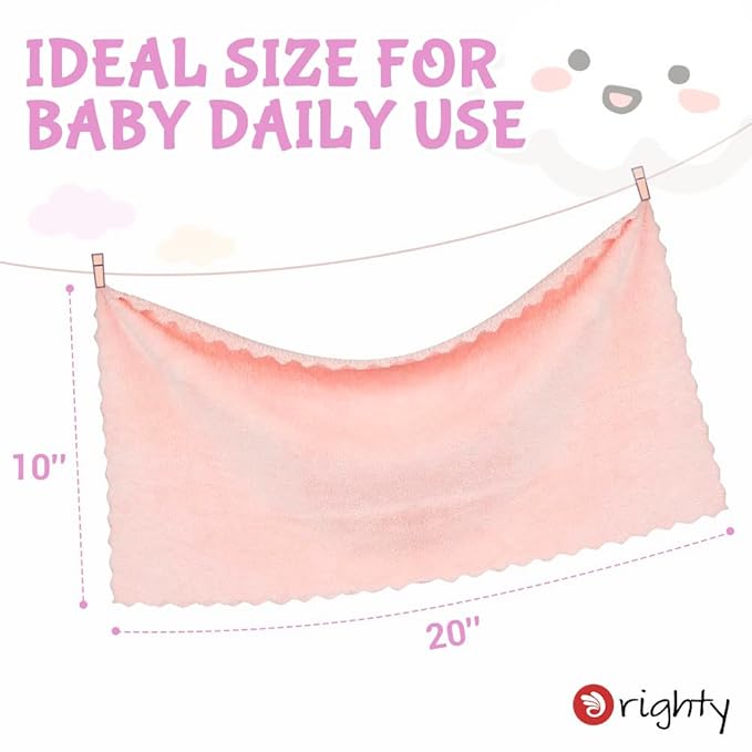 Orighty Burp Cloths, Super Soft & Highly Absorbent Coral Fleece, 20 x 10 Inch Gentle & Large Burp Rugs for Baby Sensitive Skin - Burping Cloths for Newborn Essential, 16 Pack