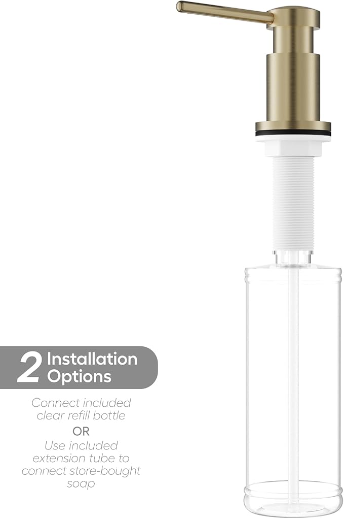 Karran SD55 Kitchen Soap Dispenser – Premium Lead-Free Brass, Dual Refill Options, 47" Undermount Tube for Large Bottles, Self-Priming Pump, Commercial-Grade Durability Spot Free Champaigne Bronze