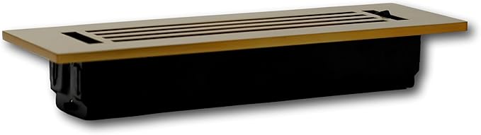Madelyn Carter 6 x 12 Cast Aluminum Linear Bar Vent Cover with Damper - Brushed Brass (Overall: 7.25 x 13.5) | Floor Register - Wall Register