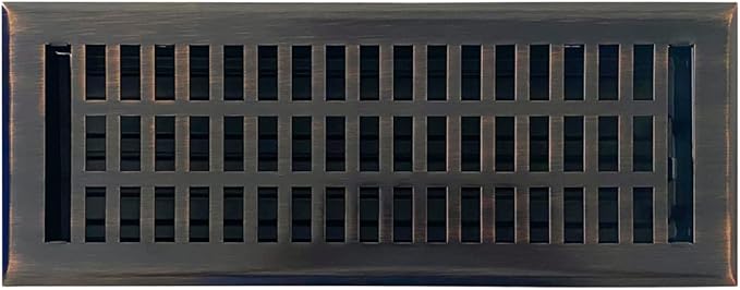 Empire Register Co, Vent Cover - 4x12 inch, Modern Contemporary Design, Oil Rubbed Bronze Finish, Heavy Duty Floor Vent Covers, Metal Damper Attached Vent Covers for Home Floor only