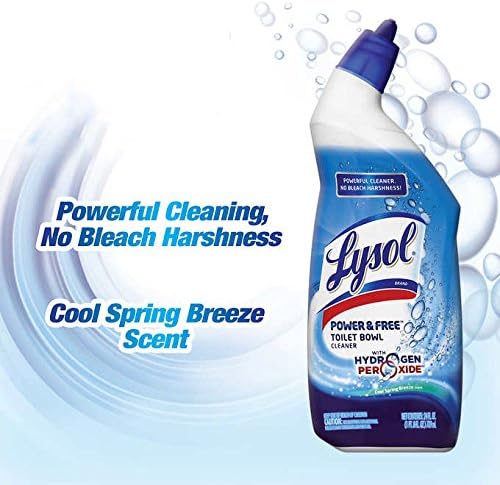 LysolPower and Free Toilet Bowl Cleaner with Hydrogen Peroxide Cool Spring Breeze Scent, 24 Ounce (Pack of 6)