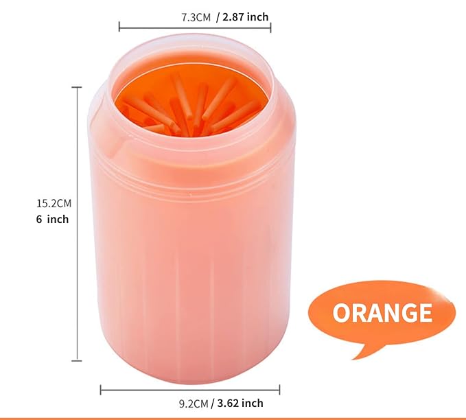 Dog Paw Cleaner for Dogs Large/Petite Paw Washer Easy to Use & Clean Portable Dog Paw Cleaner Cup Dog Foot Washer with Silicone Washers (L, Orange)