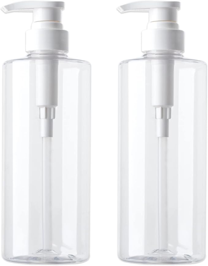 Hand Soap Dispenser Plastic Pump Bottles with Waterproof Label for Bathroom Kitchen, Empty Refillable Liquid Container, 20 oz Clear 2 Pack