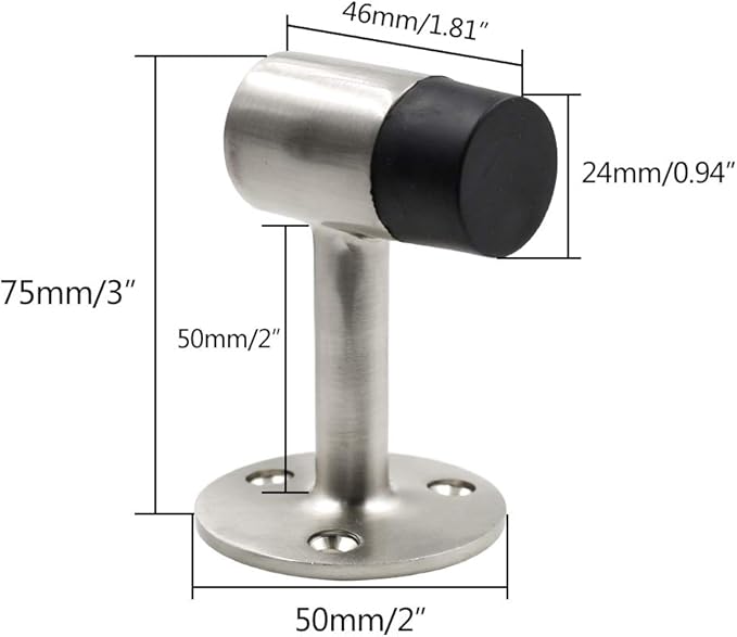 3 Inch / 75mm Heavy Duty Floor Stop, Door Stopper Stainless Steel Brushed Nickel - Pack of 2